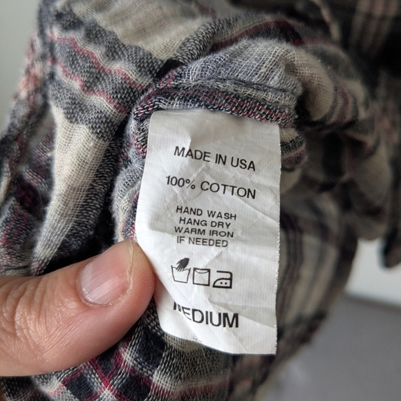Rails black, white, red plaid button down shirt - size med - Picture 5 of 6
